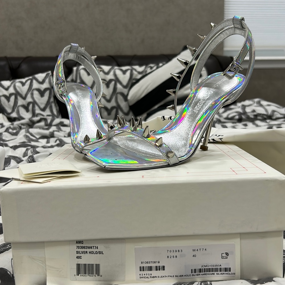Alexander McQueen, sandal , silver, 95MM
